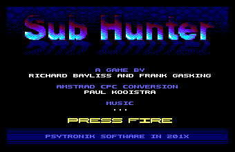 Sub Hunter CPC title screen