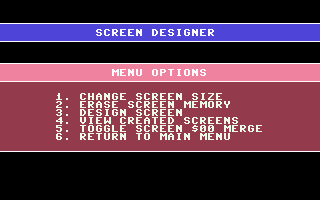 Screen Designer Menu