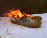 We set fire to Collett's smelly trainers ...
